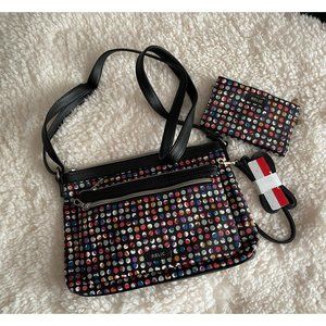 Relic Black Bubble Printed Handbag & Wallet Set